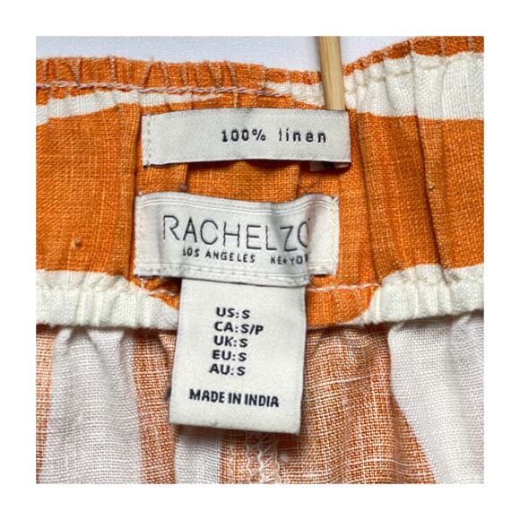 Rachel Zoe Zebra Stripe Linen Pant Set Orange White Top L Pants S India - Picture 11 of 16